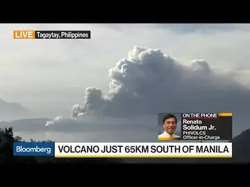 Taal Volcano Spewing Ash and Smoke