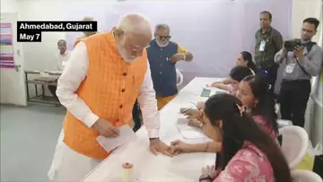 Narendra Modi Votes in India's General Election
