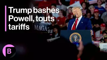 Trump Bashes Powell, Touts Tariffs at Rally to Mark 100 Days in Office