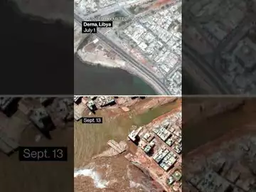 Before and after pictures show the devastation from flooding in #libya #shorts