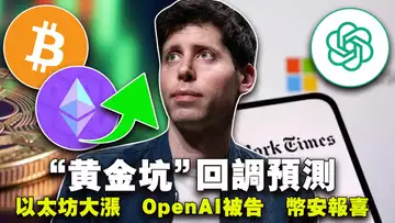 回调在即避险预备备；以太坊大涨；币安年终报喜；特朗普变现 NFT；微软、OpenAI被告 2023.12.29
