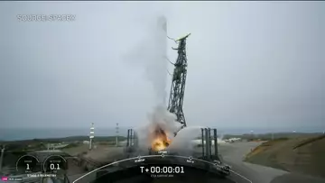 SpaceX Falcon 9 Carries EarthCARE Satellite Into Low-Earth Orbit