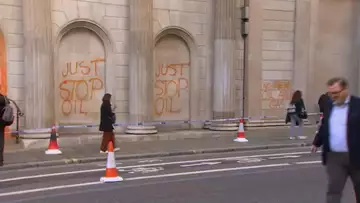 'Just Stop Oil' Spray Painted on Bank of England