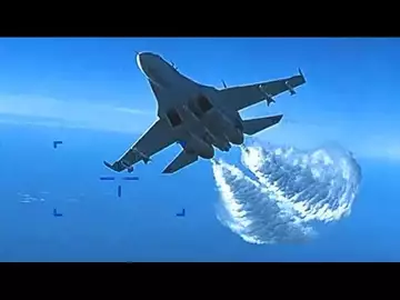 US Drone Video Shows Russian Fighter Jets Intercept Above Black Sea
