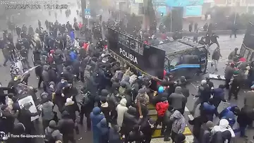 Watch: Kazakh Protesters Clash With Police