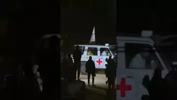 Red Cross vehicles reportedly carry freed hostages out of #gaza #hamas #israel #politics