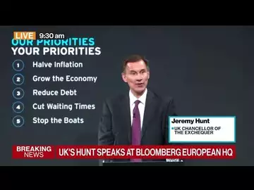 UK's Hunt Says Best Tax Cut Right Now Is Cut in Inflation