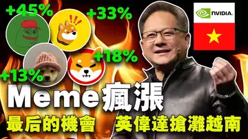 比特币蓄力 Meme 币普涨；中国又严打加密；币安 Renzo上线；X支付拿下 25 州执照；英伟达“抢滩”越南20240424