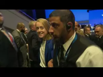 Truss Speech Interrupted by Greenpeace Protesters