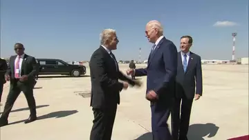 Biden Fist-Bumps Israeli Officials in Tel Aviv